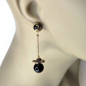 Black and Gold Drop Earrings
